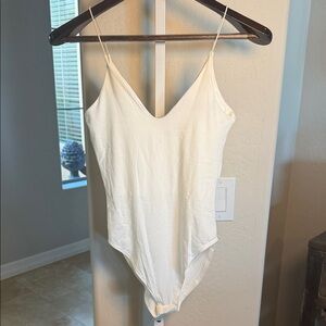 Gaze Womens White Spaghetti Strap Bodysuit XS